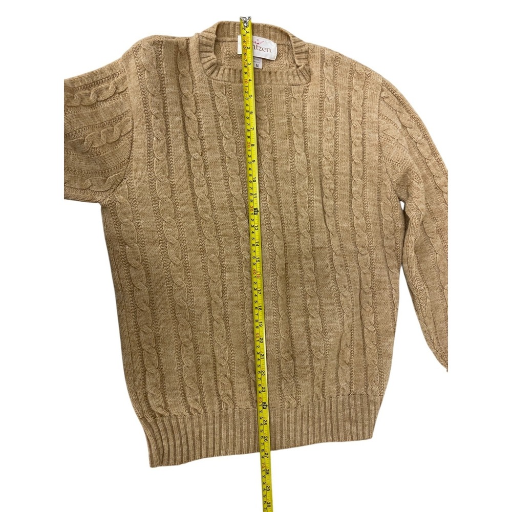 Jantzen Sweater Brown Mens Medium Pullover Cable Knit Square Neck Long Sleeve - Picture 6 of 8